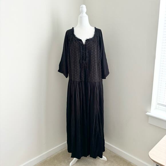 Hatch Romy Maxi Midi Dress Lace-Up Paneled Eyelet Woven Lined Maternity Wear - Picture 3 of 9